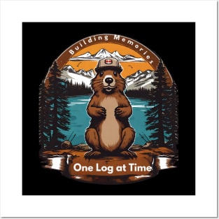 Building Memories, One Log at a Time!" encapsulates the essence of family camping in a succinct phrase, emphasizing the journey of creating lasting memories together amidst the rustic charm of nature. Posters and Art